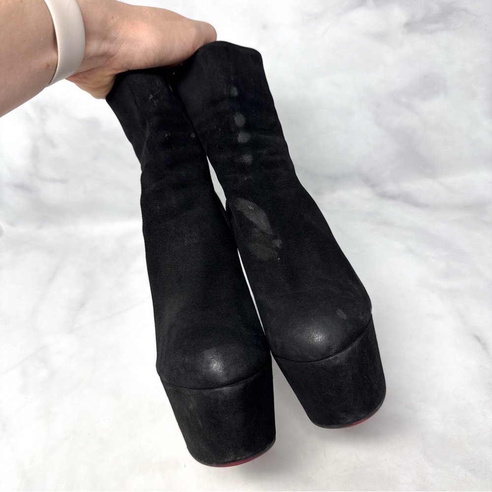 Christian Louboutin Fierce 160 Suede Sky High Platform Ankle Boots Black 36.5 - Picture 5 of 15